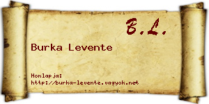 Burka Levente névjegykártya